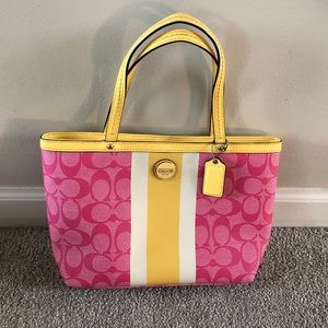 Coach Pink/Yellow Tote